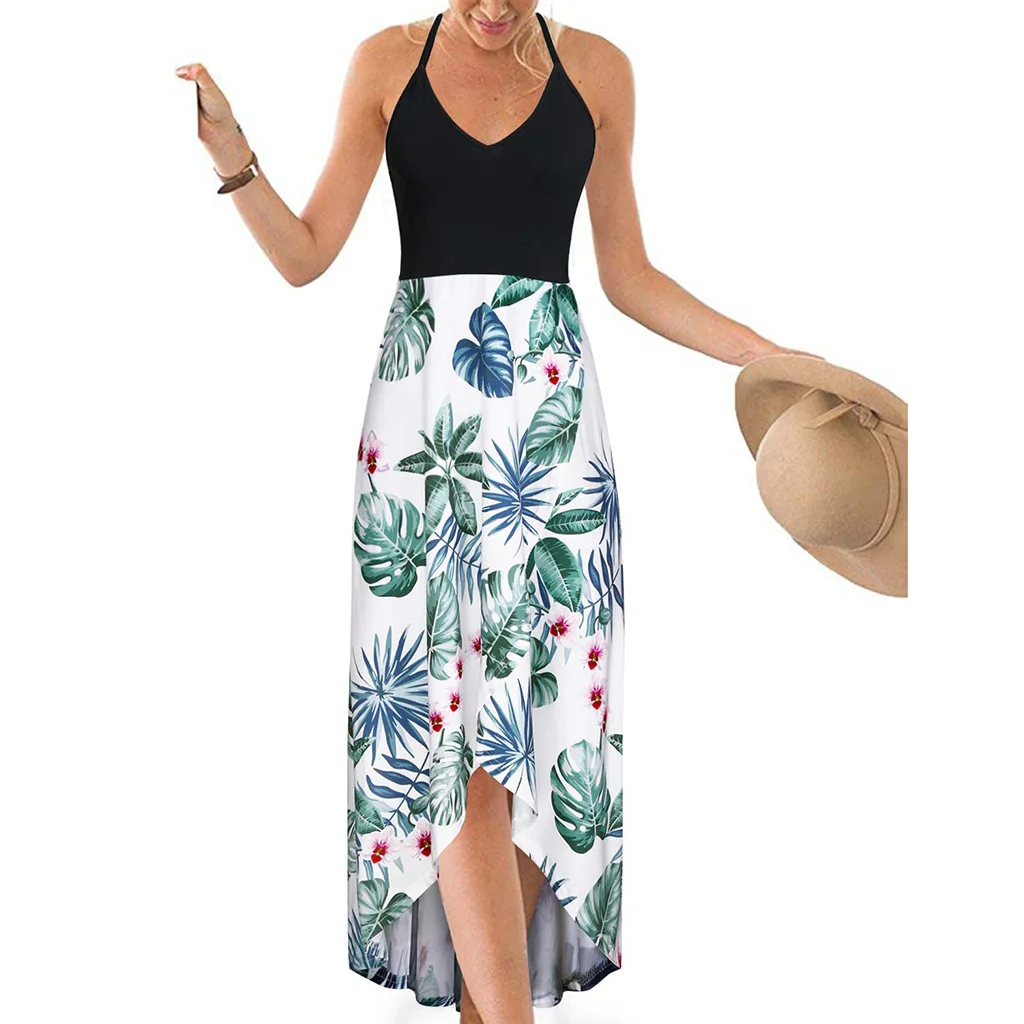 Женское пляжное платье в стиле бохо летнее макси без рукавов размера плюс 2019 |