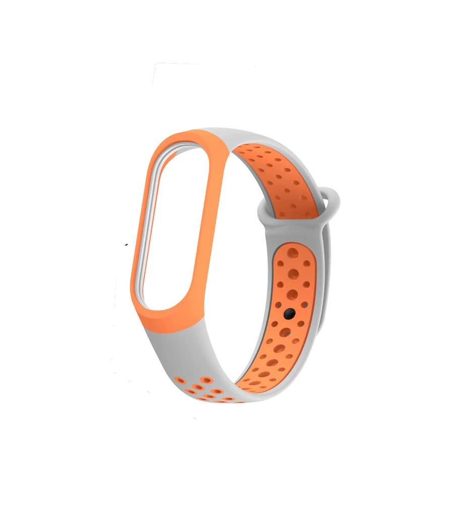 grey orange Чехол-браслет для xiaomi mi band 4 mi band 3 силиконовый ремешок на запястье двойной цвет сменный ремешок для часов для xiaomi mi band 4 3 - Цвет: grey orange