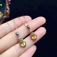classic 925 silver crystal pendant 5mm7mm natural citrine silver pendant solid sterling silver citrine necklace pendant