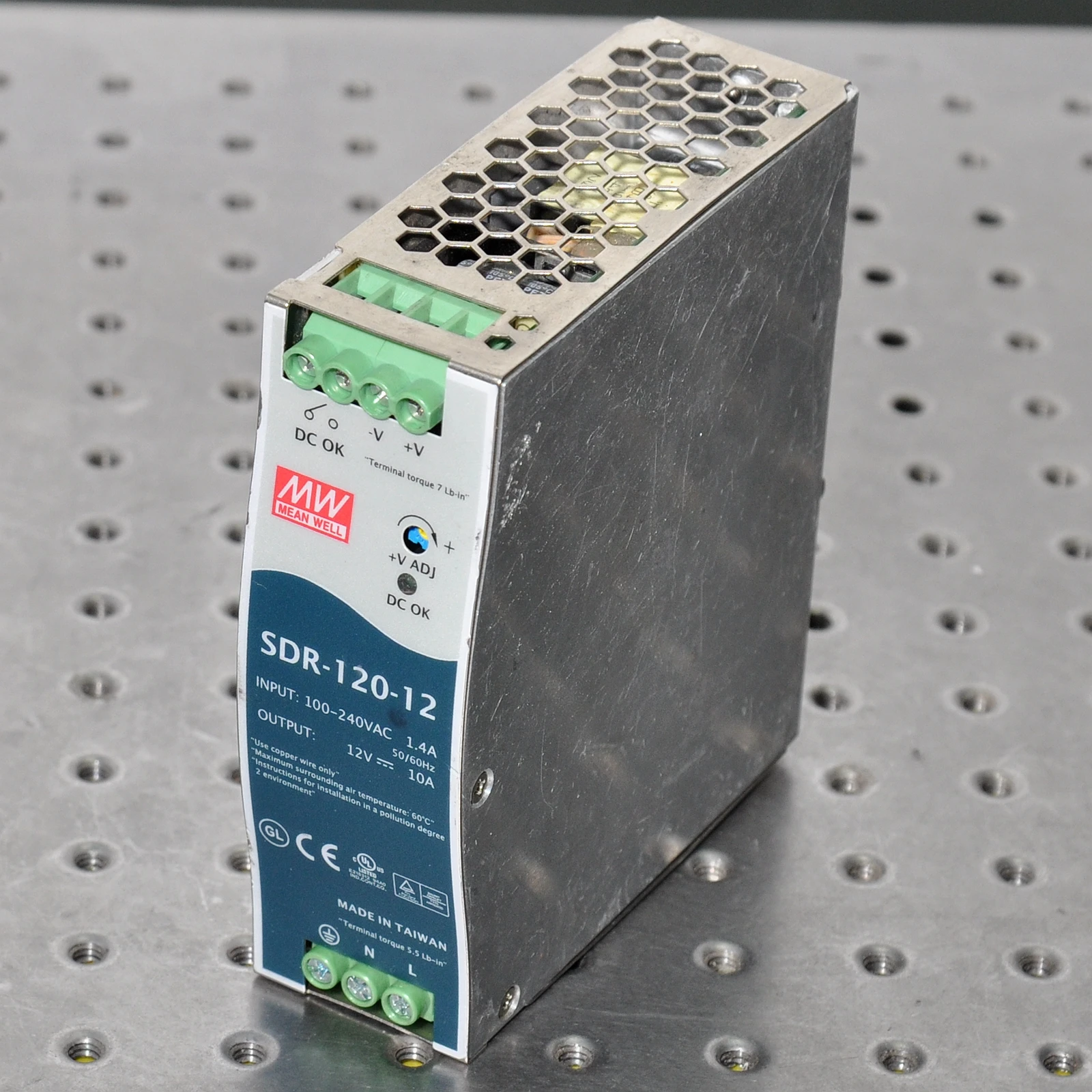 

MW SDR-120-12 power supply input 100-240VAC 1.4A 50/60HZ output 12V 10A