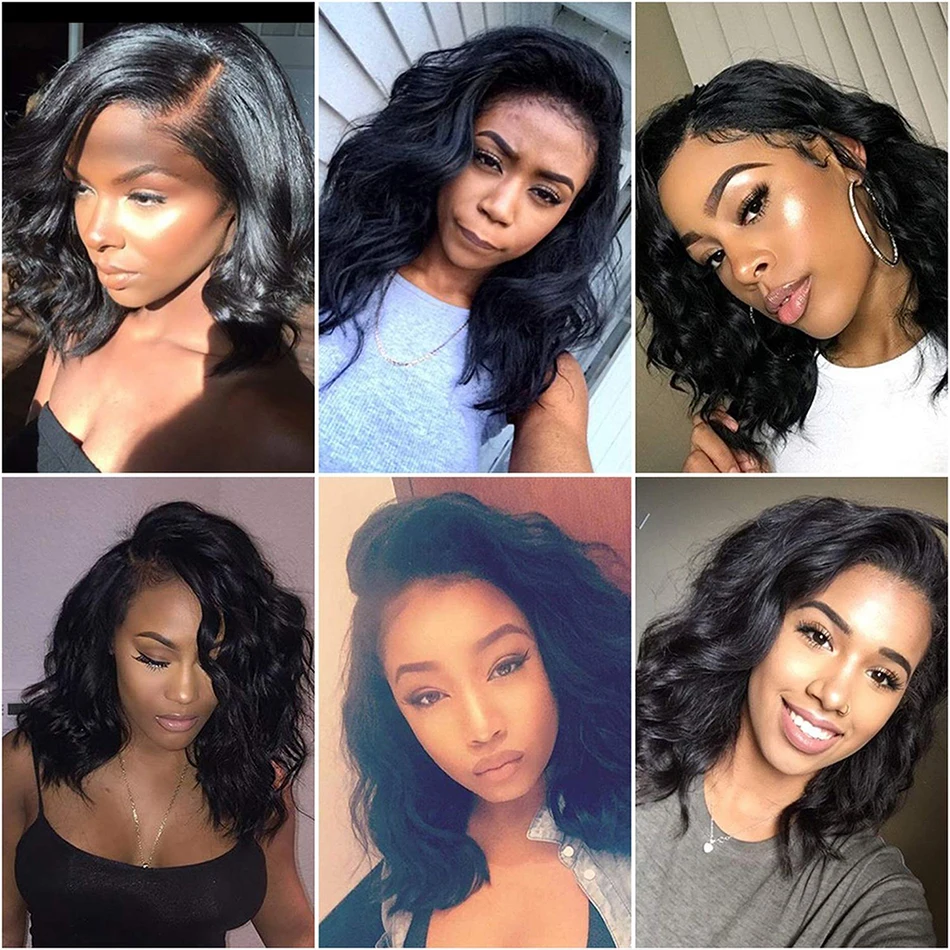 

Peruvian Body Wave Short Bob Lace Front Human Hair Wigs For Women with Baby Hair 4x4 Closure Wig Pre Plucked Natural Hairline