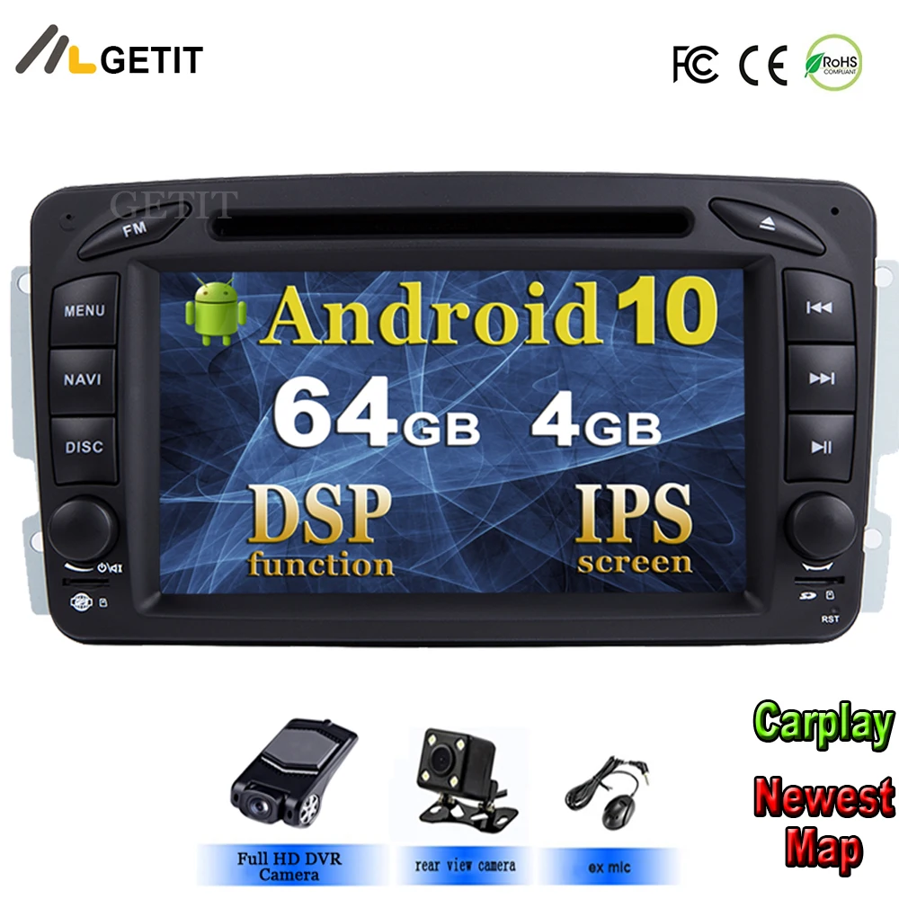 Android 10 стерео радио dvd-плеер для Mercedes Benz/W209/W203/M/ML/W163/Viano/W639/Vito gps Навигация BT wifi Carplay