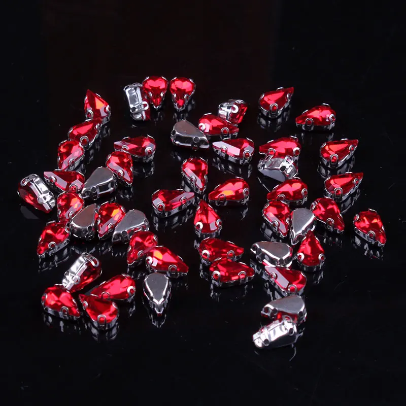 Серебряный крючок пришивной каплеобразный кристалл камень 3 размера 21 цвет в