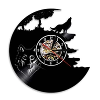 forest wolf vinyl record wall clock man cave accessories howling wolf wild nature art silent non ticking clock watch for bedroom