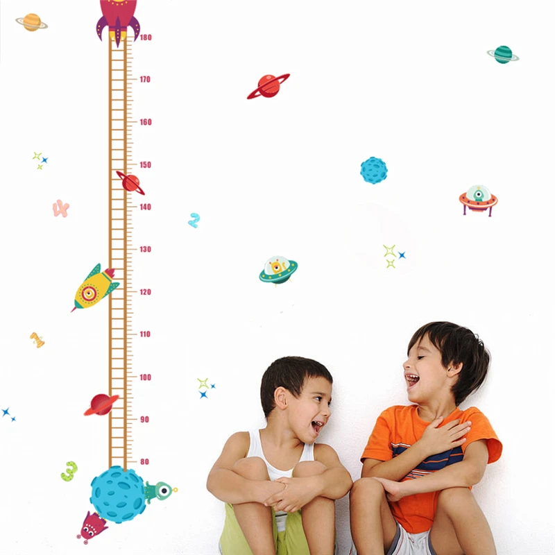 

Creative Rocket Spaceship Growth Chart Wall Stickers For Kids Room Decor Nursery Mural Art Diy Children Height Home Decal