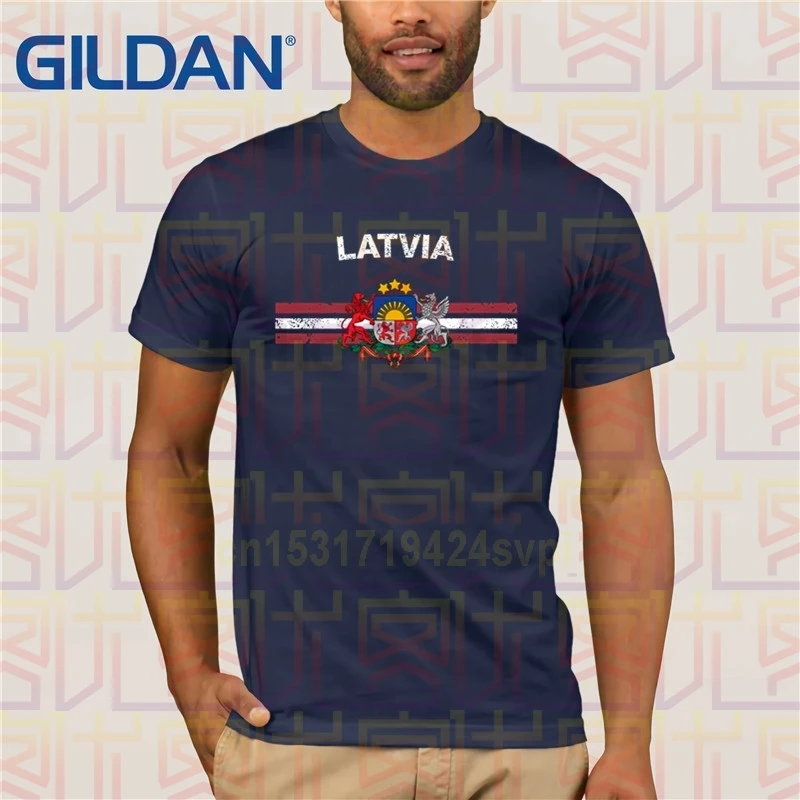 Латвийский футболка с флагом латвийский эмблема и флаг Латвии Летняя для