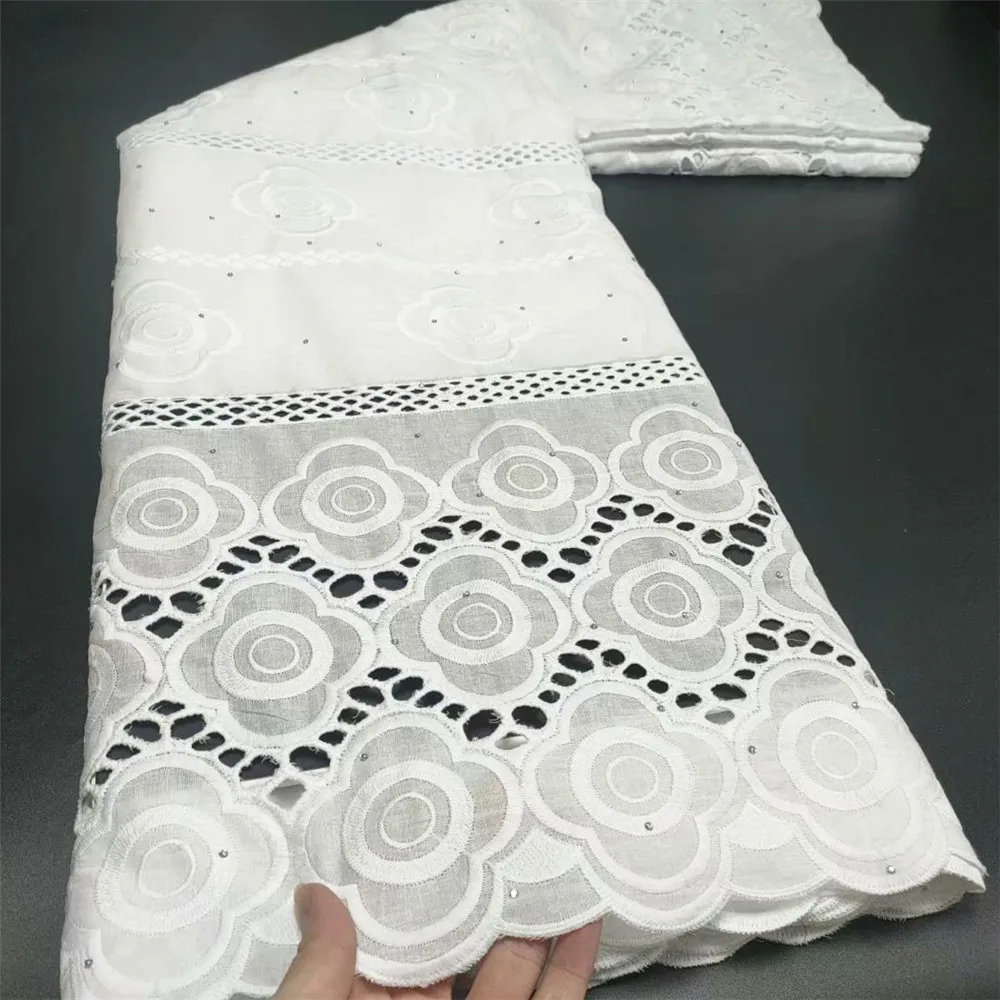 

Dry White Cotton Swiss Voile In Switzerland Embroidery African Polish Fabrics Soft 5 Yards Evereyone Lace Dress Eyelet SW954