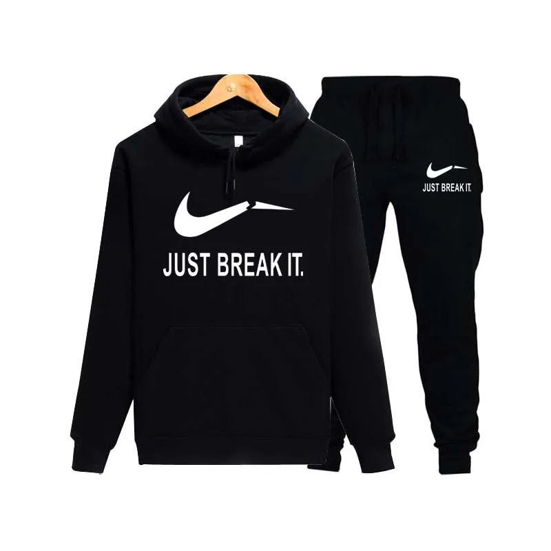 Флисовый костюм спортивный мужской осенний и зимний с капюшоном Толстовка со