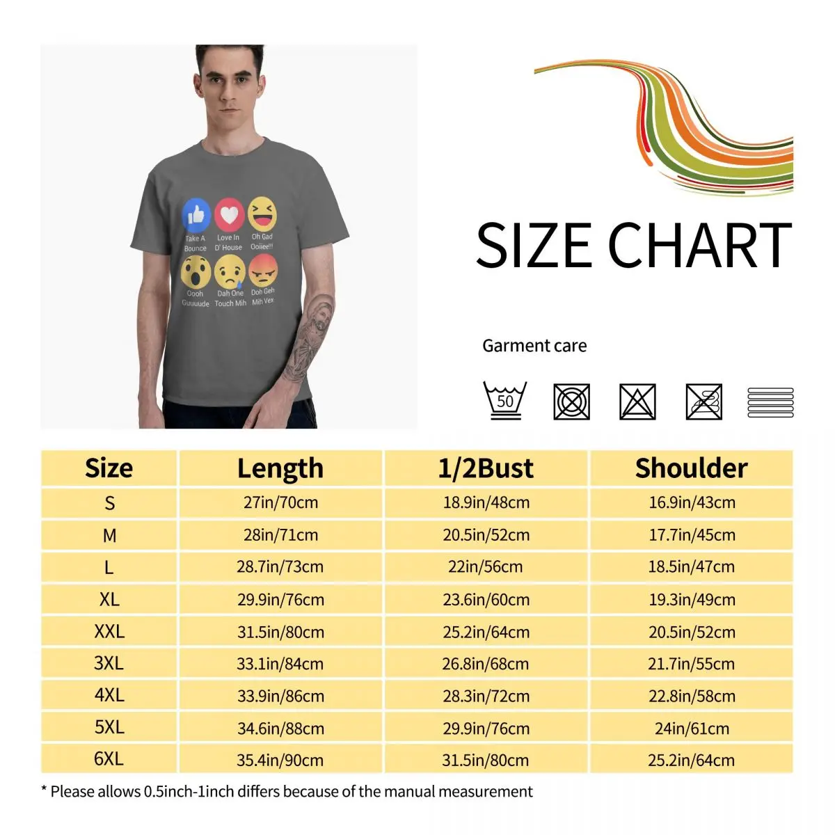

FB Reactions For Trinis Graphic Tee Men's Basic Short Sleeve T-Shirt Aesthetic Clothes Funny Tops