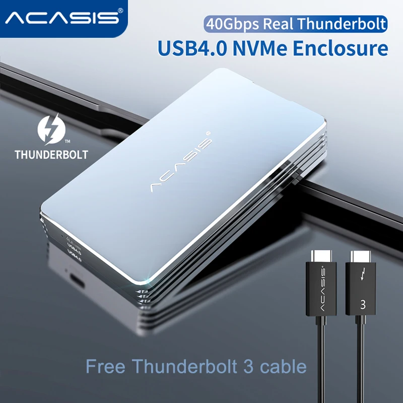 Acasis Thunderbolt 3 USB4.0 Mobile M.2 Nvme Enclosure 40Gbps Type C Interface Compatible with USB 4/3.2/3.1/3.0