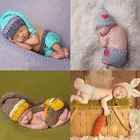 Милый вязаный крючком костюм для новорожденных, реквизит для фотосъемки новорожденных, шапка для фотосессии, реквизит для новорожденных, милые наряды для маленьких девочек