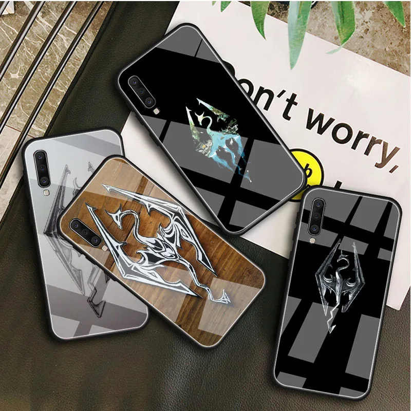 Чехол для телефона из закаленного стекла с логотипом Skyrim чехол Samsung A72 A71 A70 A51 A50 A42