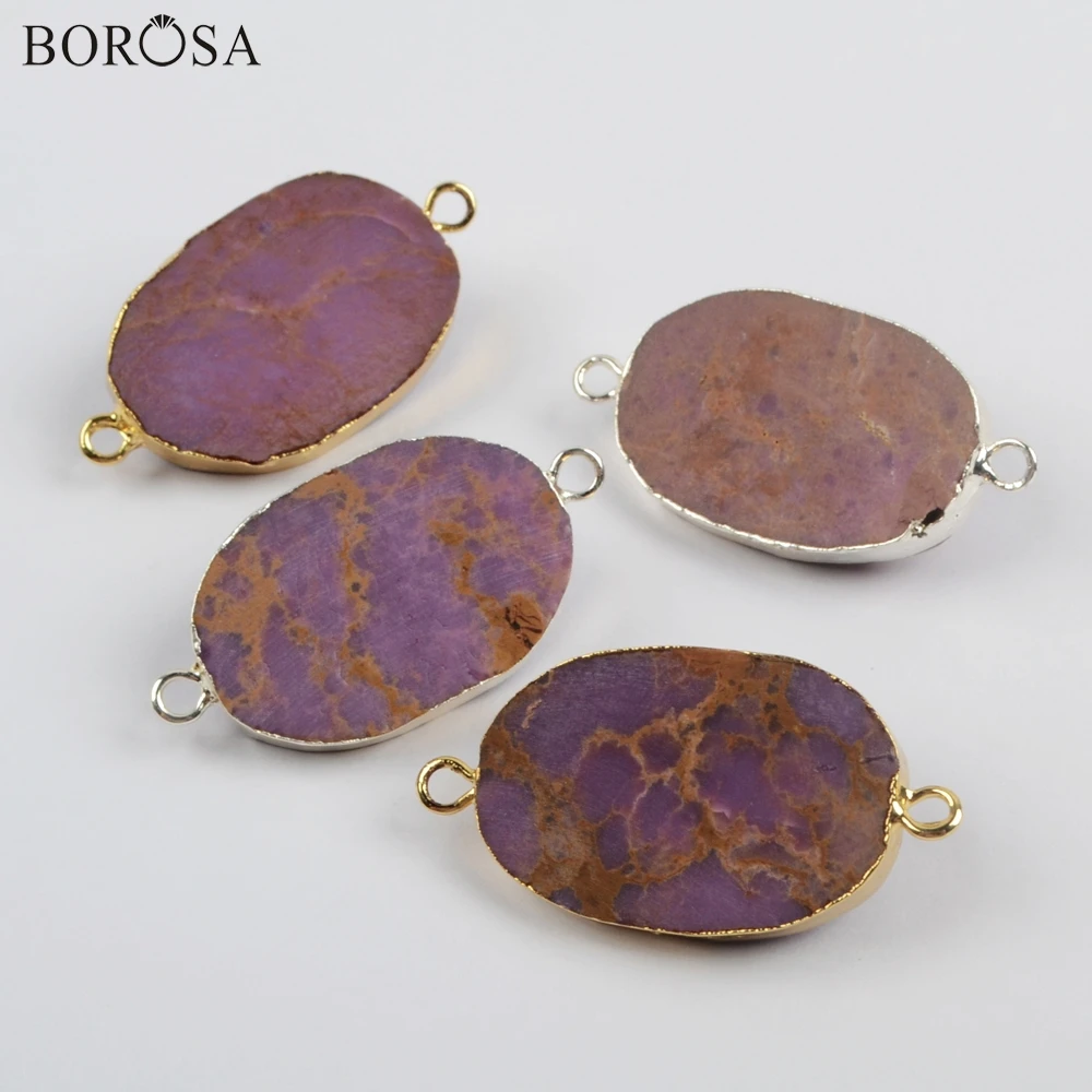BOROSA 5 шт. Позолоченные/посеребренные соединители из мускувита и сахарита двойные