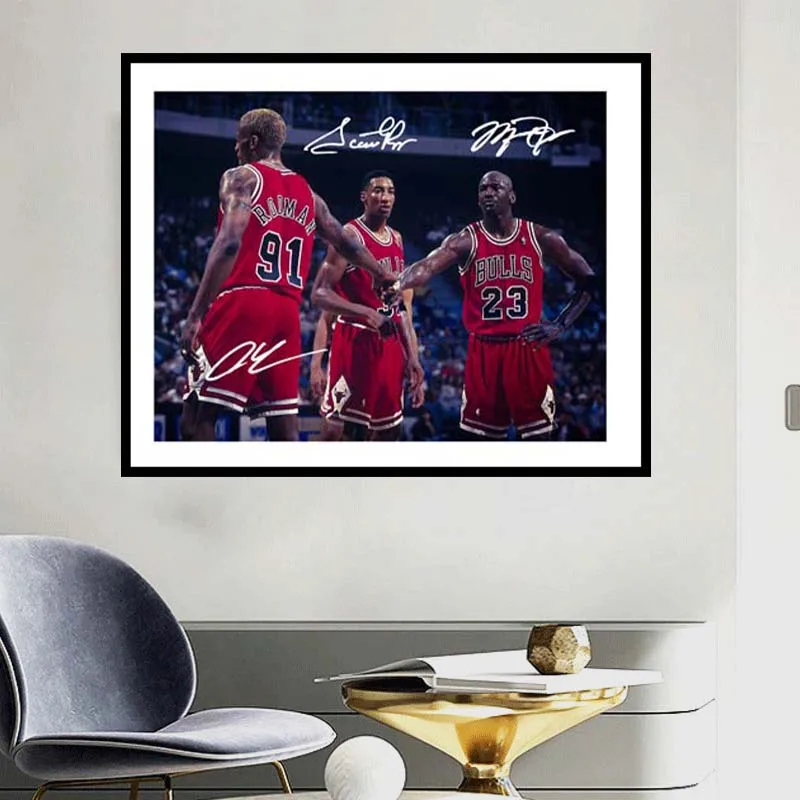 

Bulls Big Three Michael Jordan Pippen Rodman Classic Poster Print Canvas Painting Decoration Gift