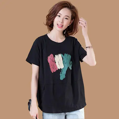 

T-shirt Women 2019 New Women White T Shirt summer Cotton dark gray T shirt