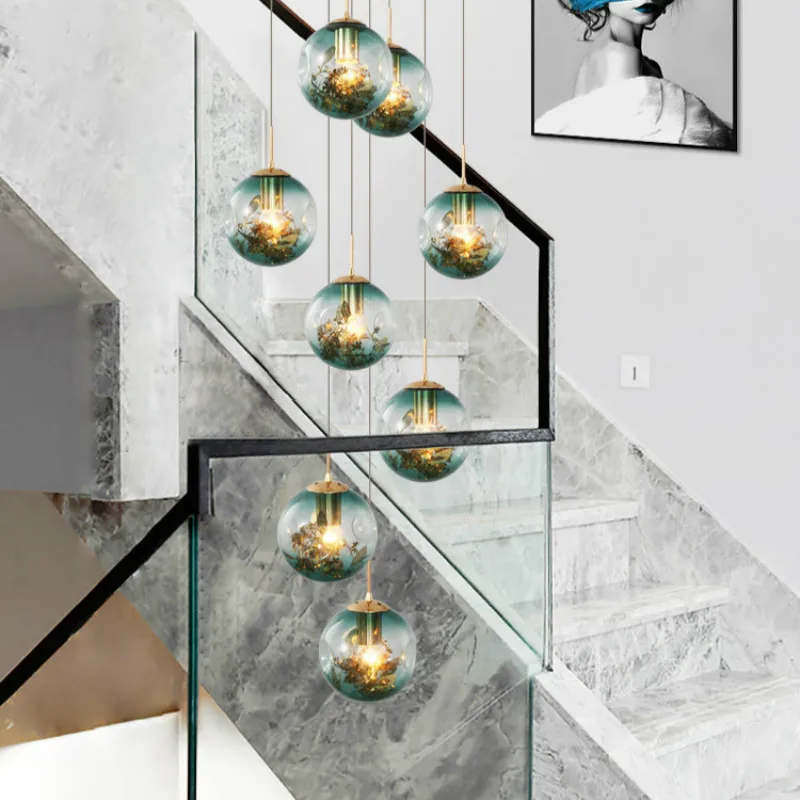 Античный коньячный стеклянный шар подвесная люстра лампа для гостиничного зала