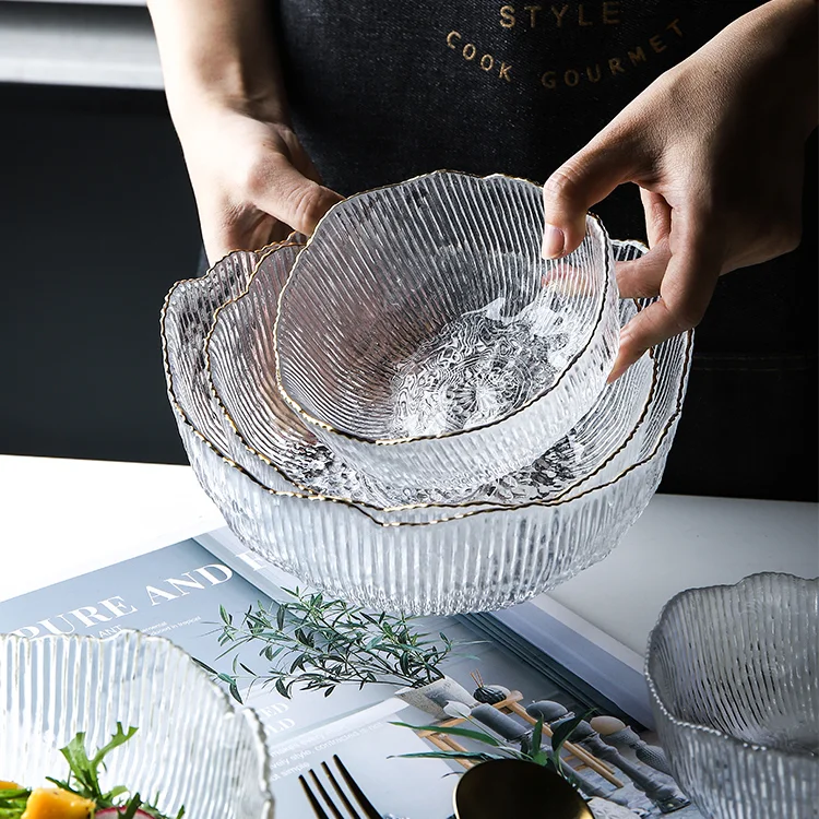

Large Transparent Bowl Cute Fruit Salad Kitchen Storage Simple Bowl Vegetables Home Cuencos Aperitivos Dinnerware DI50W