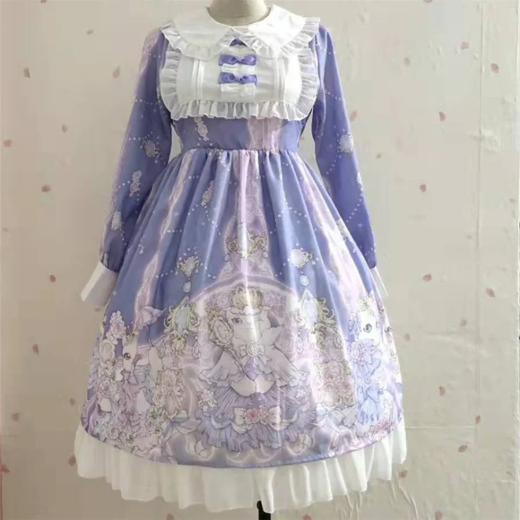 

NONSAR Sweet Lolita Dress Student Female Princess Long Sleeve Kwaii Cute INS Hot Sale JSK Dress For Soft Girls