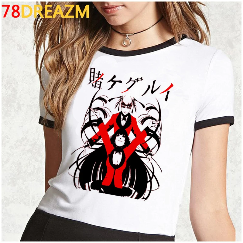Новинка Kakegurui Футболка женская Kawaii летние топы Мультяшные Графические футболки