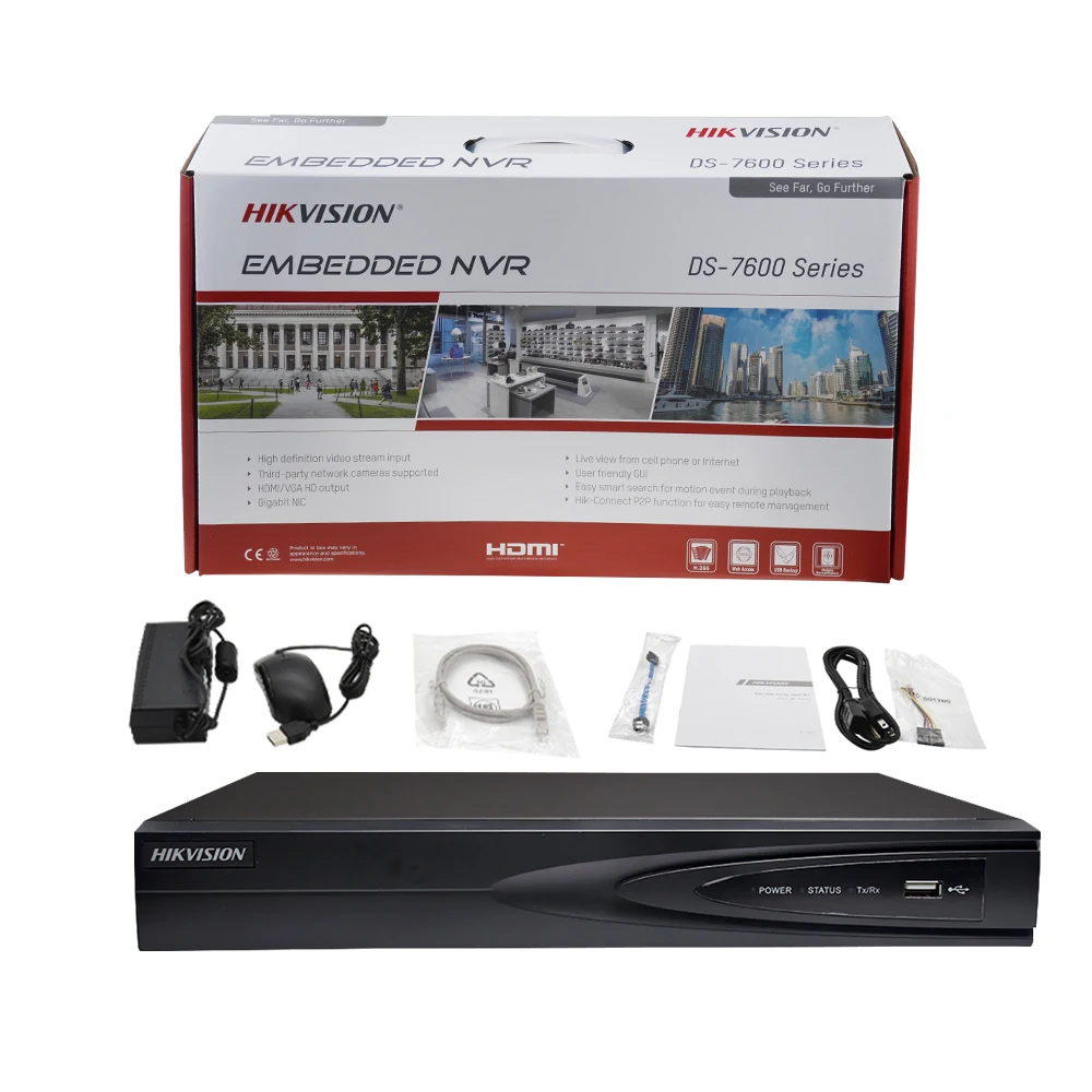 Система видеонаблюдения Hikvision 4K 8 Мп NVR DS-7604NI-K1/4P 4 канала POE H265 + 1SATA для IP-камер