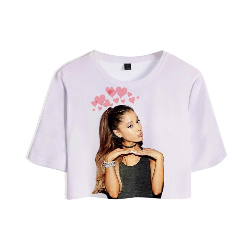 Футболка с открытым животом Ariana Grande пикантная Женская модная популярная