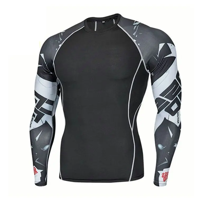

Long Sleeve Bodysuit Printed Men's Gym Quick-Dry T-shirt Breathable Running Clothing UV-Protection Clothes