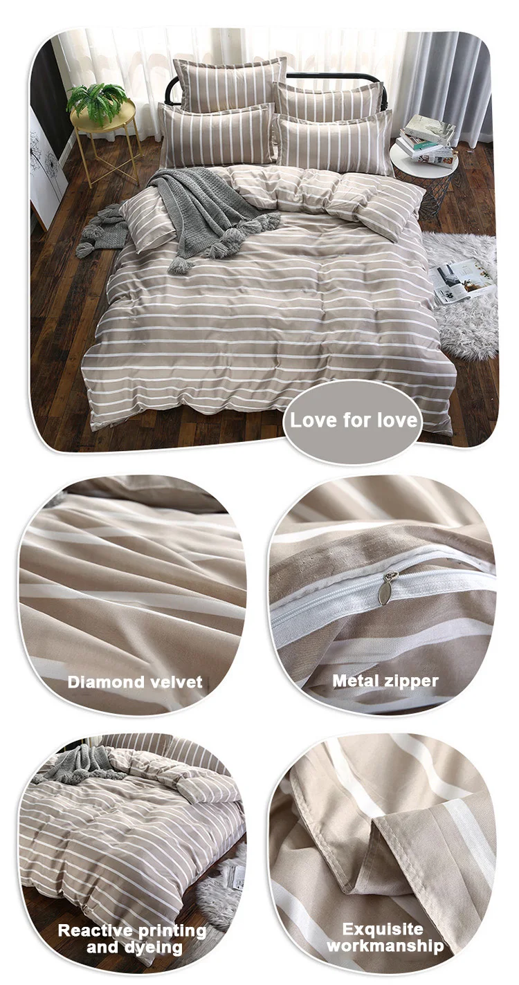 2Colours New Arrival 4 Pcs All Size Duvet Cover with Pillow Case Quilt Cover Bedding Set Single Double King