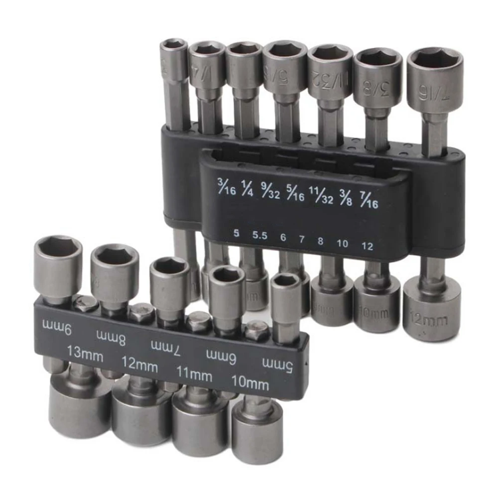 

9Pcs/14Pcs 1/4” Hex Shank Nut Socket Wrench Bit Set For Electric Screwdriver Sleeve Hand Tools Power Nut Driver Adapter
