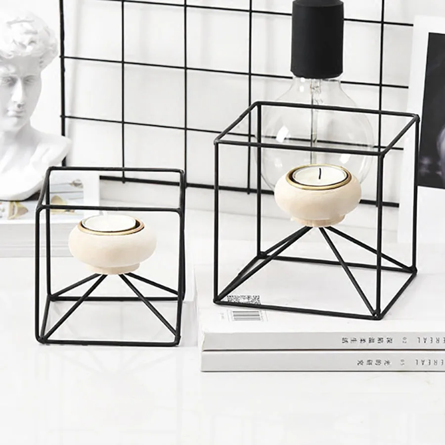 Креативные подсвечники в скандинавском стиле из кованого железа для гостиной