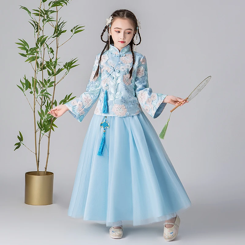 Платье для девочек с цветами в китайском стиле вечерние платья на свадьбу