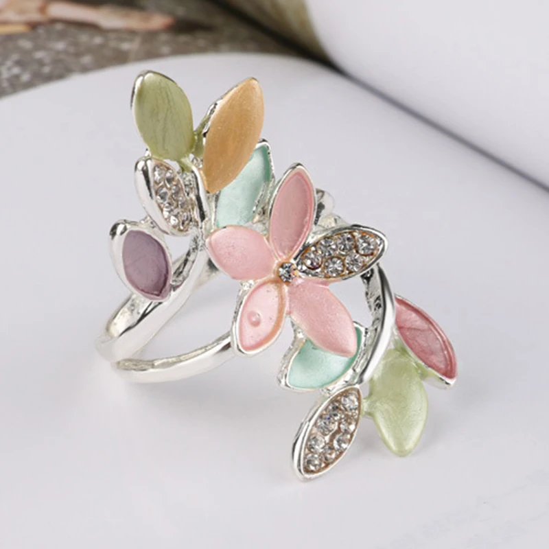 Luxurious Temperament Flowers Rings For Women Sliver Wedding Engagement Party Jewelry Romantic Valentine's Gifts | Украшения и