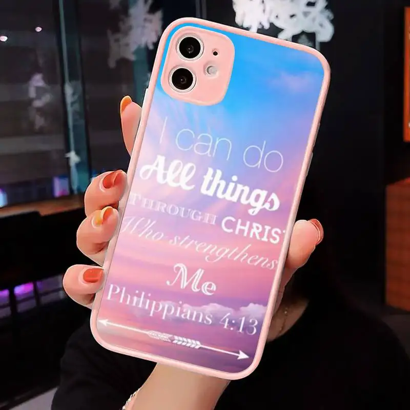

Bible Phone Case Matte transparent For Pink iPhone 12 Mini 11 Pro XR XS Max 7 8 Plus X Back Cover