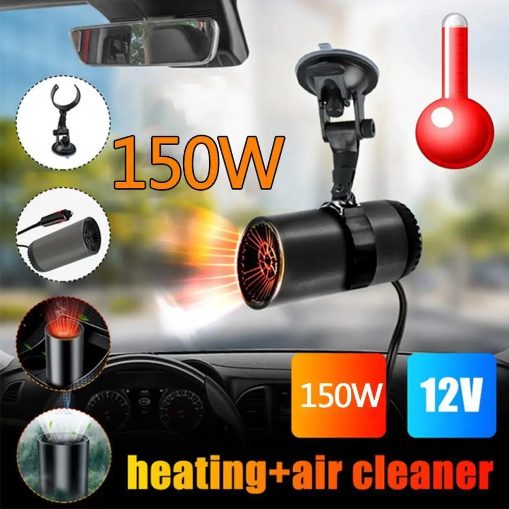 

Mini Portable 12V 150W Car Heater with Air Purifier Cooling Fan Windscreen Defogging Air Heater for Motorhome Trailer, Trucks