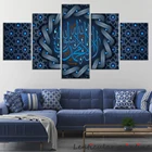 Мусульманский плакат Kalima I Tawhid, 5 шт., Арабская лампа, исламский синий дизайн, картина маслом, настенные картины, мусульманский Декор для дома