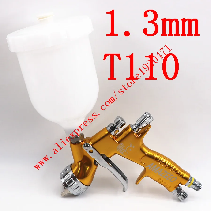Golden T110 1.3mm Высококачественный Профессиональный Gti pro lite Золотой Краскораспылитель TE20/T110 1,3 мм 1,8 мм сопло водяной пистолет-распылитель краска пистолет - Цвет: Golden T110 1.3mm