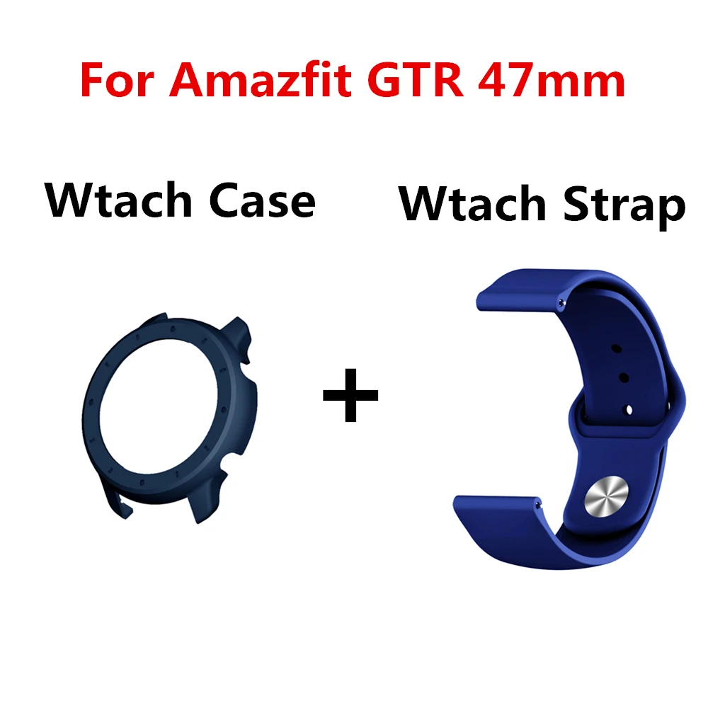 2в1 силиконовый спортивный ремешок для Xiaomi Huami Amazfit GTR 47 мм Смарт-часы 22 мм сменный Браслет для часов+ чехол для ПК