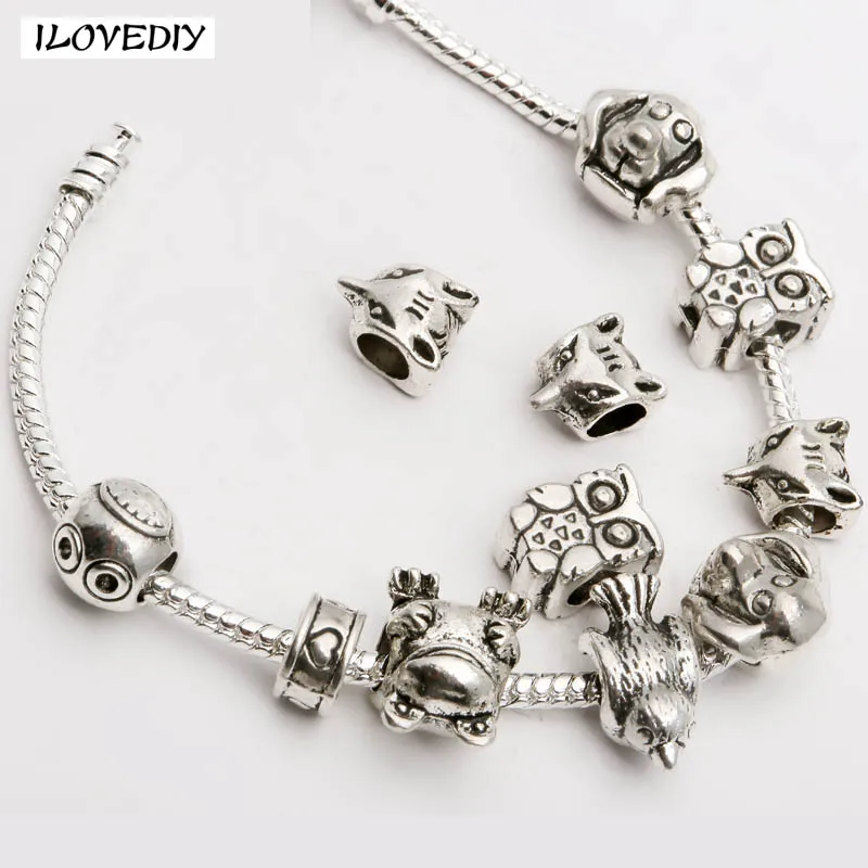 Металлические бусины-разделители разных цветов в форме животного для