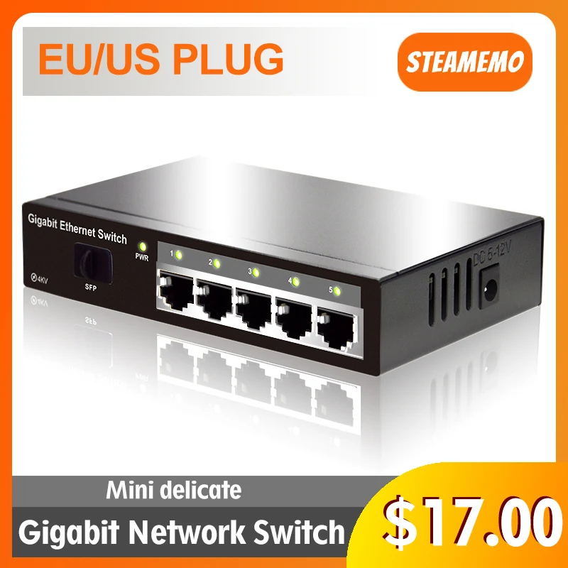 5-портовый гигабитный переключатель STEAMEMO настольный сетевой мини-переключатель