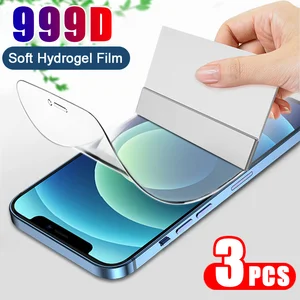 3pcs full cover hydrogel film on the screen protector for iphone 7 8 6 6s plus screen protector on iphone x xr xs max 11 12 pro free global shipping