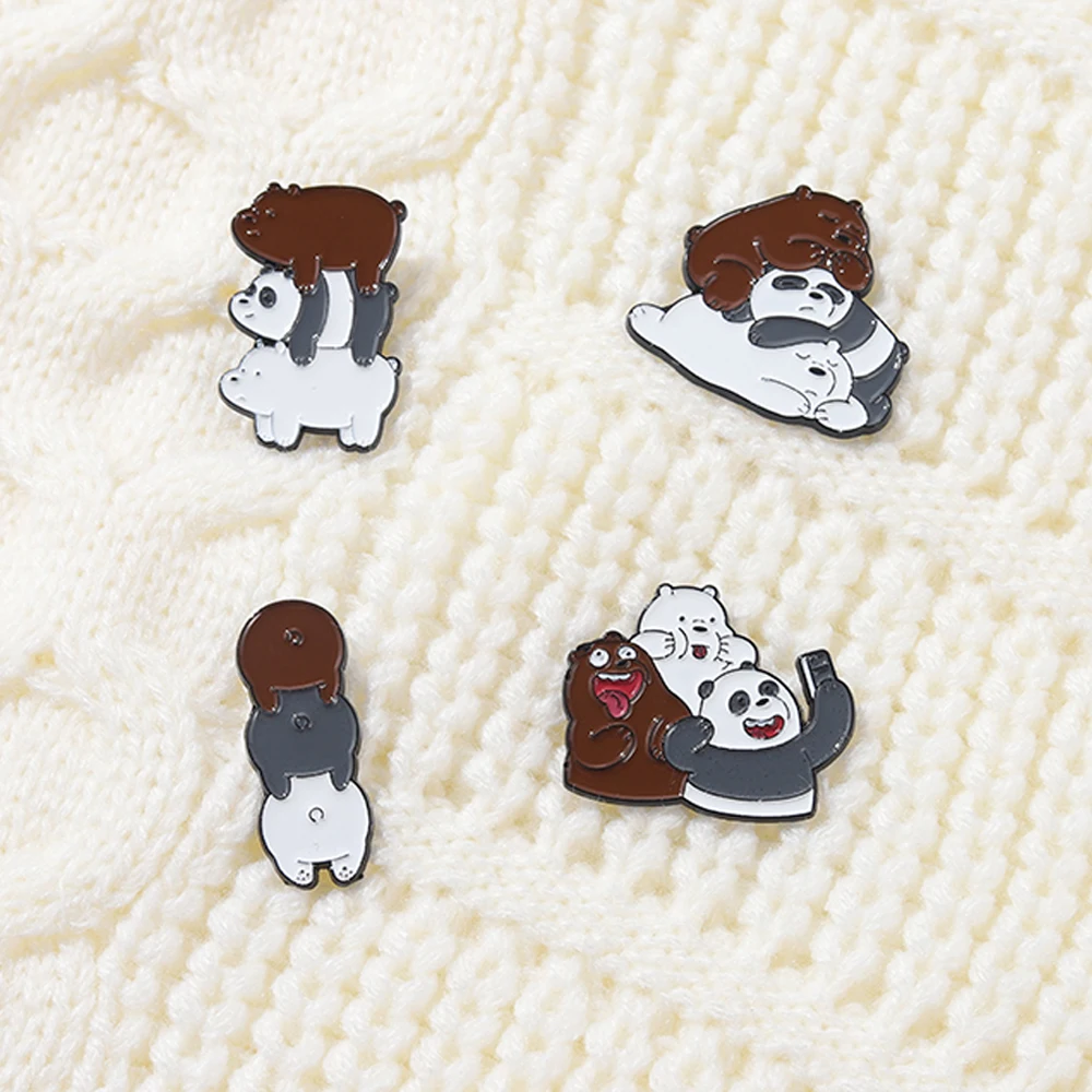 YQ644 эмалированная булавка с милой пандой медведем Мультяшные животные брошь для