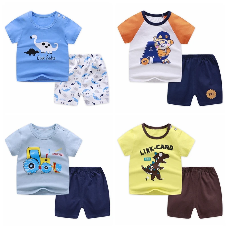 Летняя одежда для маленьких мальчиков Топы девочек Футболка Короткие штаны