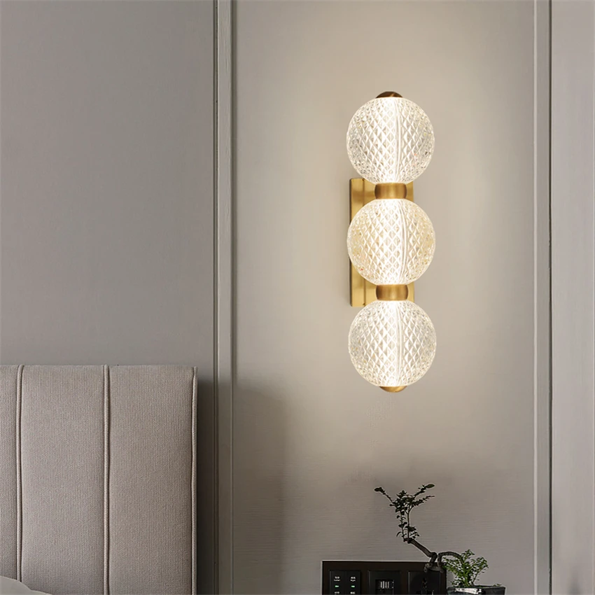 

Modern Luxury Copper Wall Lamps Living Room Dining Room Fixture Hotel Corridor LED Lighting Bedroom Study Stairs Wall Lights
