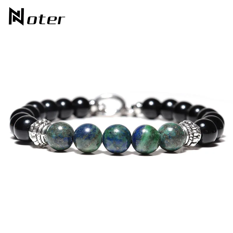 Noter модный мужской браслет натуральный обсидиан тигровый глаз Chrysocolla Braslet Stone