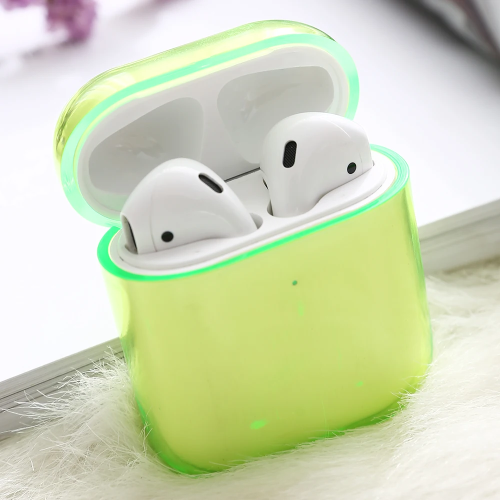 Чехол Funda чехлы с зарядным боксом для Airpods 1 2 цветной прозрачный защитный чехол
