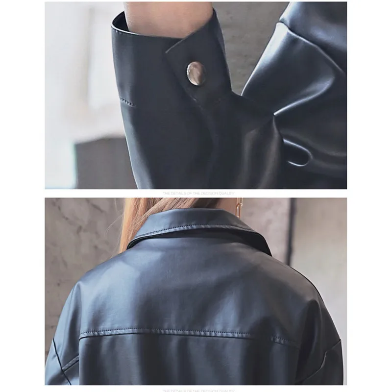 

ZCWXM Spring Autumn Pu Leather Motorcycle Jacket Women Loose Coat Ladies Casual Brand New Zipper Biker Jacket Outerwear Female