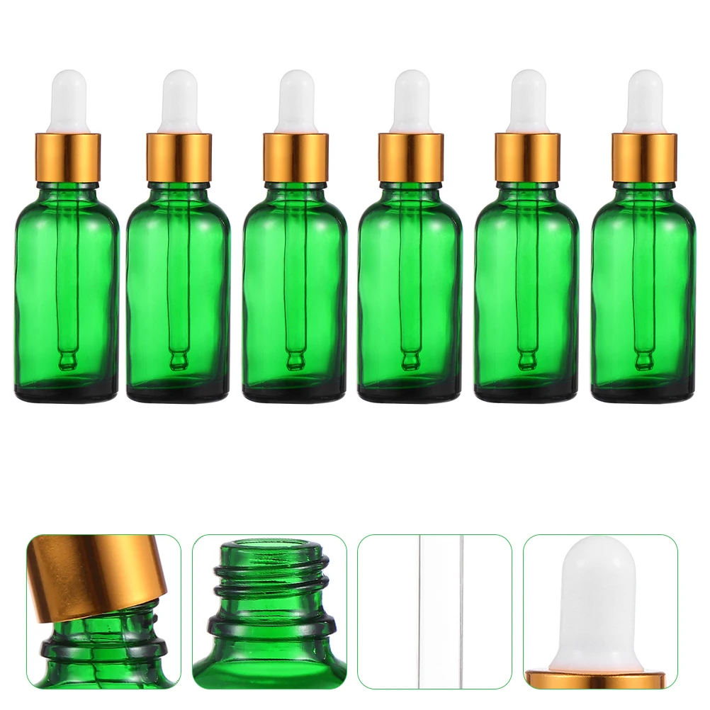 

6pcs 30ml Essential Oil Bottles Refillable Dropper Bottles Glass Essence Bottle Essential Oil Vial Travel Glass Dropper Bottle