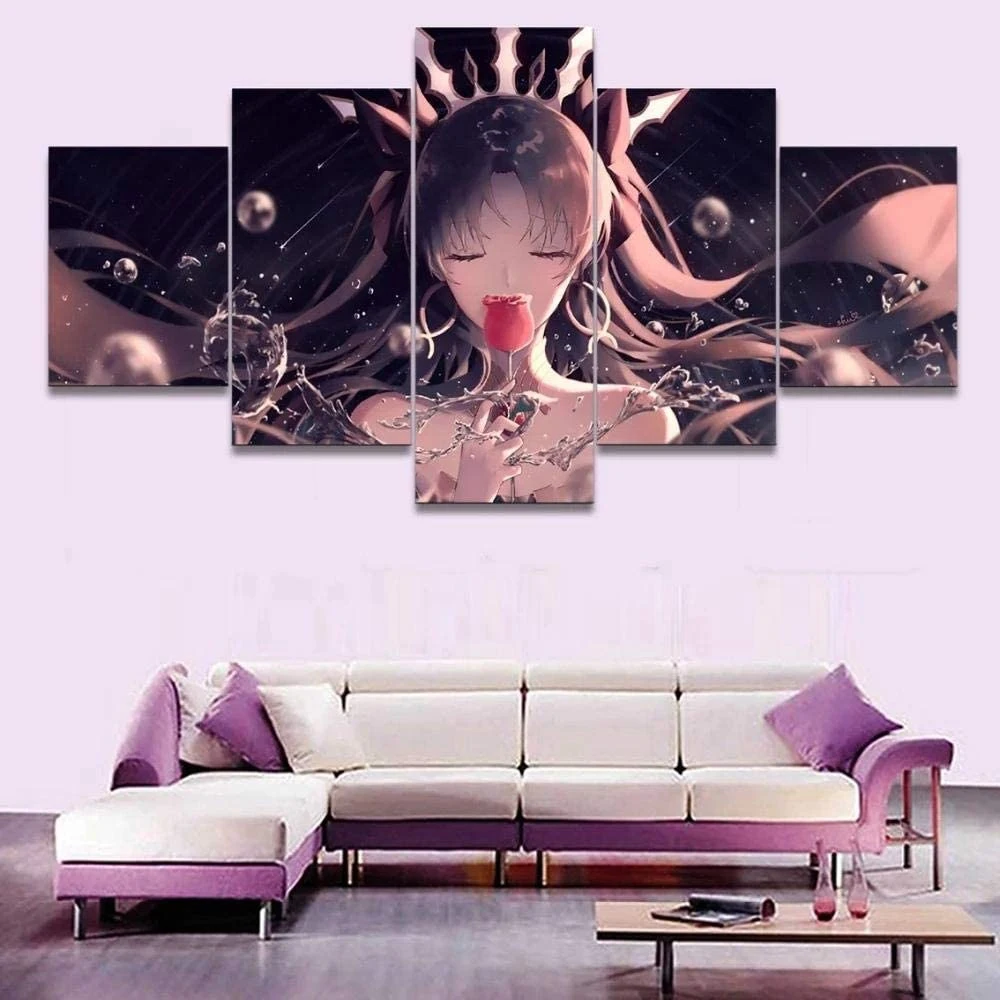 

5 Piece Wall Art Canvas Painting Anime Manga Figure Posters Sexy Rose Girl Picture Printing Home Decoration Kawaii Room Decor