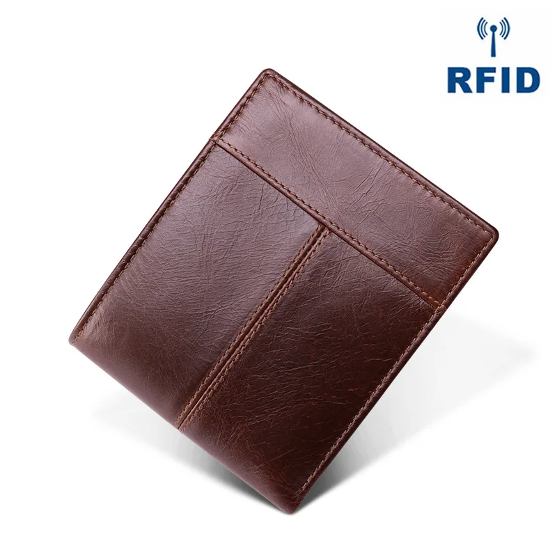 

Деловой мужской кошелек в стиле ретро, новинка 2020, кожаная мужская сумка, короткий модный кошелек для мелочи, кошелек с rfid-защитой