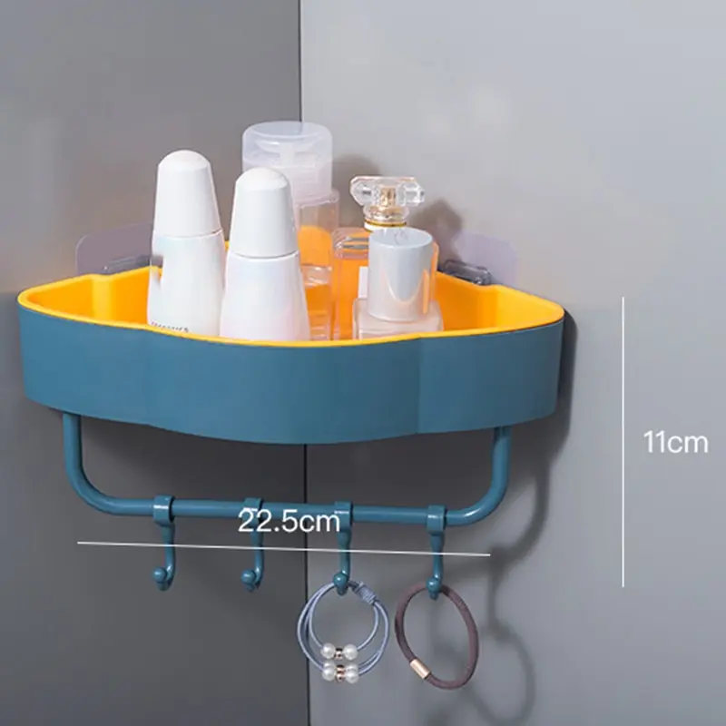 

Bathroom Corner Shower Shelf Multifuction Shampoo Kitchen Seansoning Jug Storage Holder With Hook Punch-free Home Storage Rack