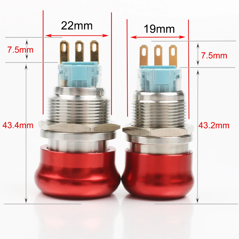 19 мм 22 металлический алюминиевый аварийный стоп кнопочный переключатель